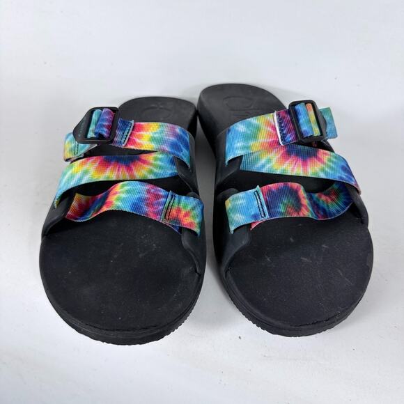Chaco Chillos Slide Sandals Men\'s 12 Dark Tie-Dye Comfort Adjustable Slip On main image 9